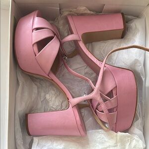 SCHUTZ Pink Platform Sandals with Strappy Design